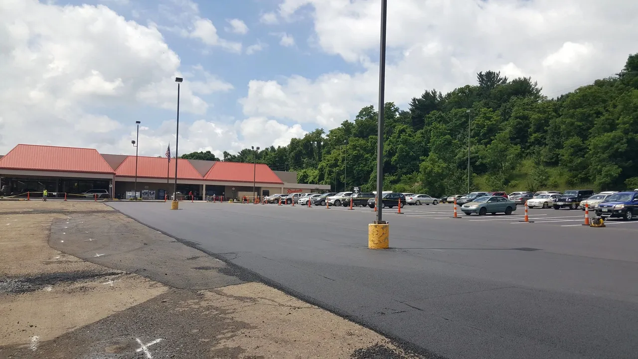 Repaired and resurfaced commercial lot